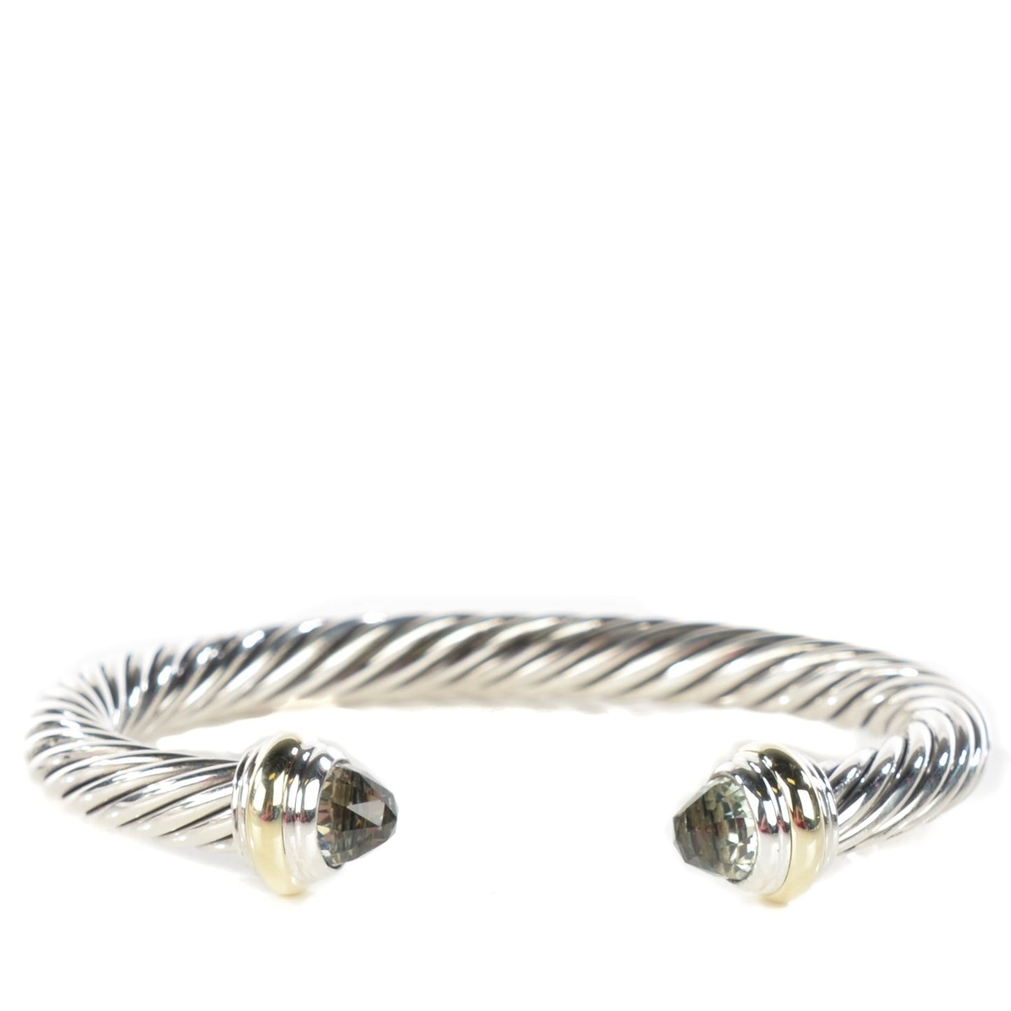 Sterling Silver 14K Yellow Gold Prasiolite 7mm Cable Classics Bracelet