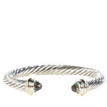 David Yurman Sterling Silver 14K Yellow Gold Prasiolite 7mm Cable Classics Bracelet 1 of 6