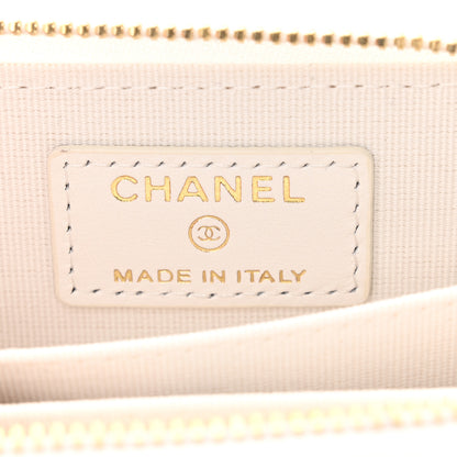 Chanel Tweed Quilted Bow Flap Card Holder On Chain White 6 of 11