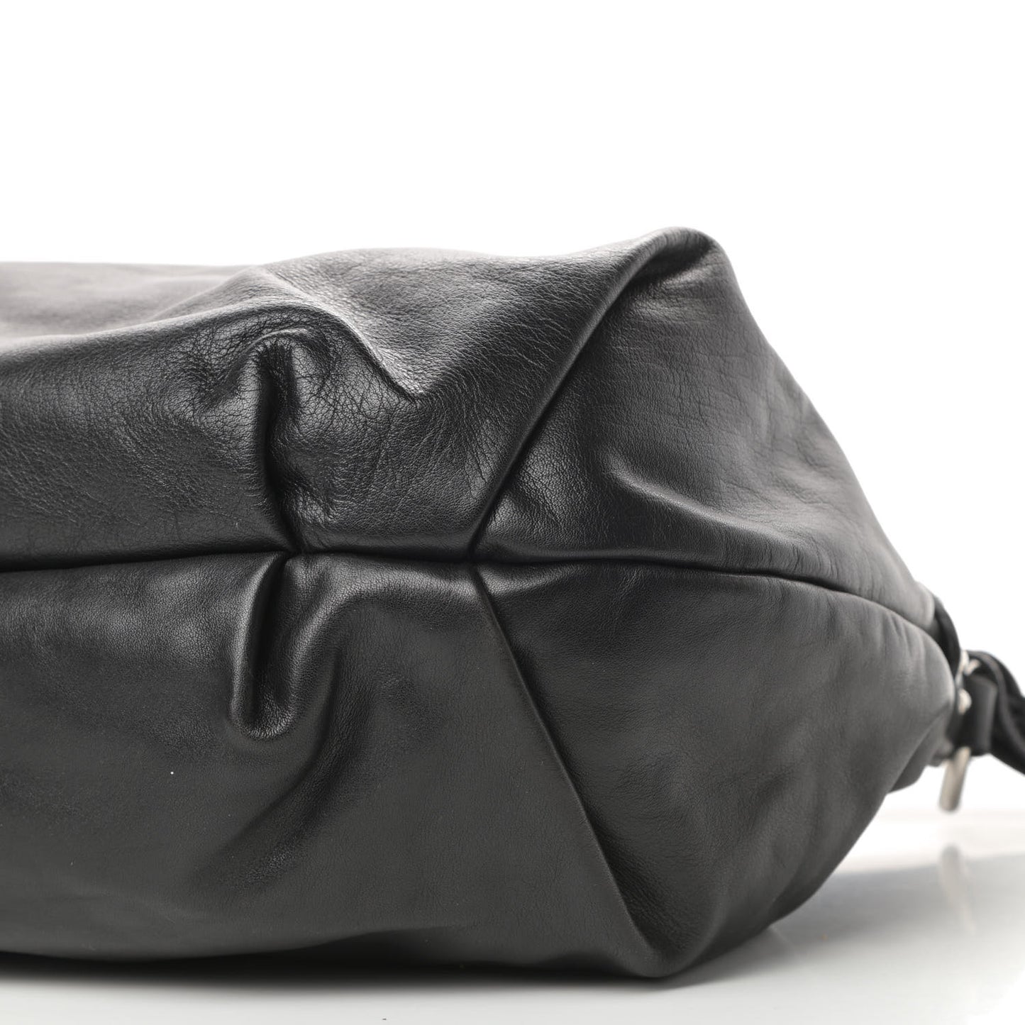 Soft Calfskin Pleated Hobo Black
