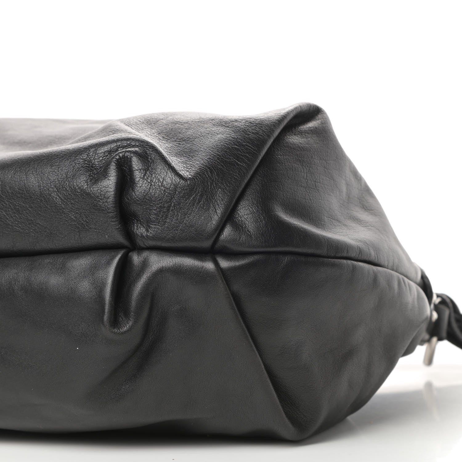Prada Soft Calfskin Pleated Hobo Black 11 of 15