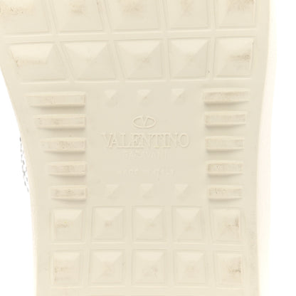 Valentino Garavani Calfskin Crystal Rockstud Open Sneakers 38.5 White Ice 6 of 9