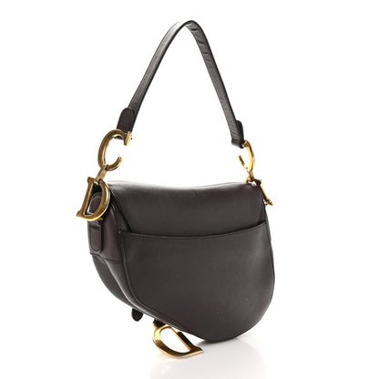 Christian Dior Grained Calfskin Saddle Bag Burgundy 2 of 13
