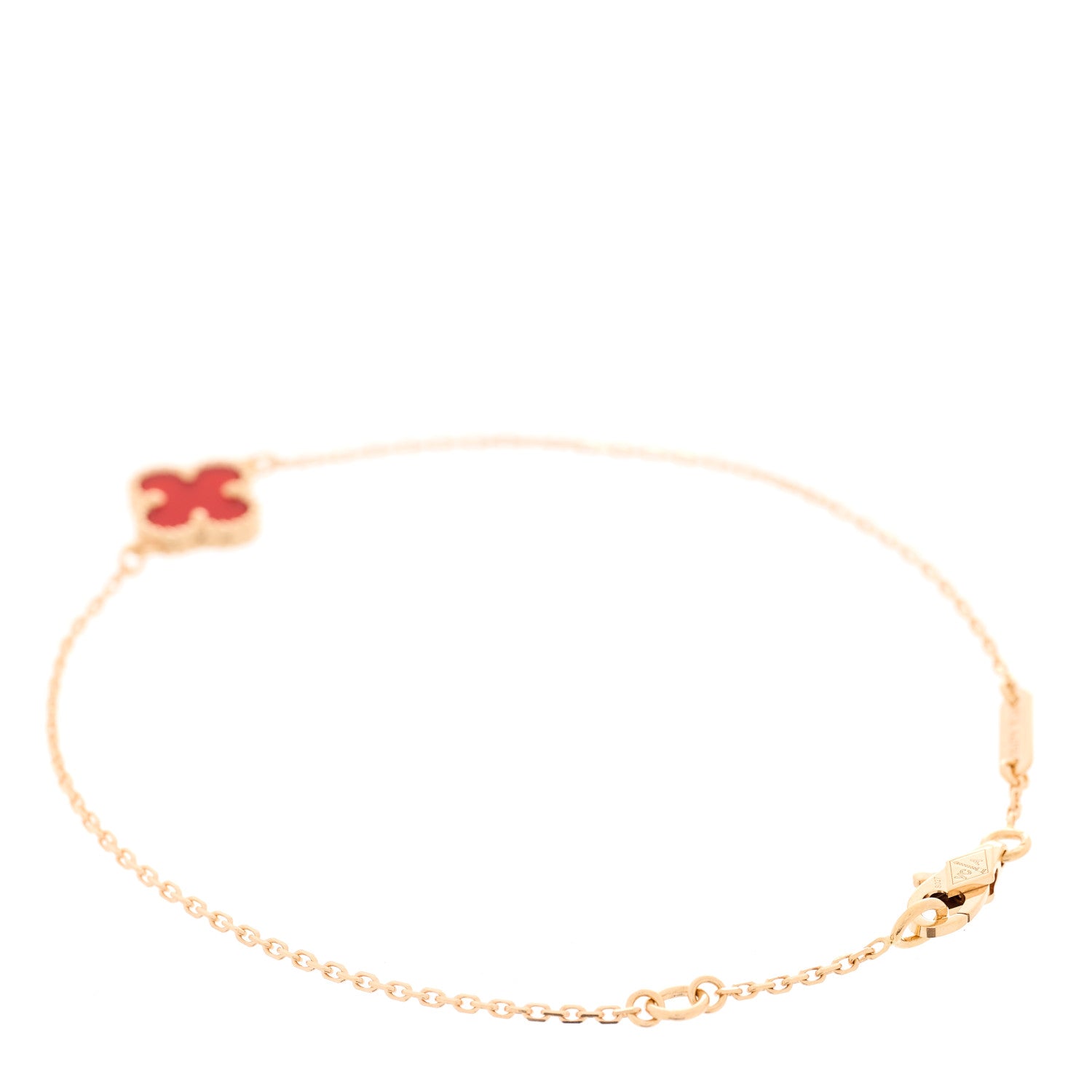 Van Cleef & Arpels 18K Rose Gold Carnelian Sweet Alhambra Bracelet 2 of 5