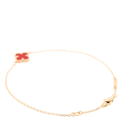 Van Cleef & Arpels 18K Rose Gold Carnelian Sweet Alhambra Bracelet 2 of 5