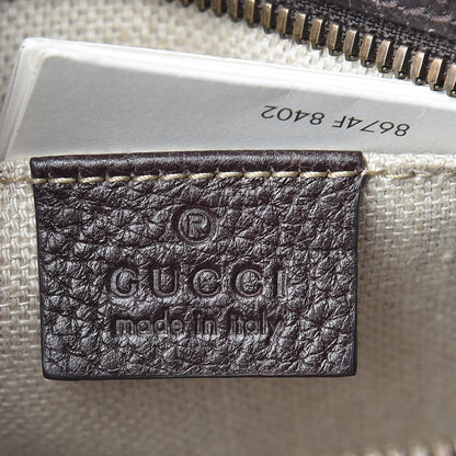 Gucci Textured Calfskin Web Small Webby Bee Shoulder Bag Brown Coffee 8 of 13