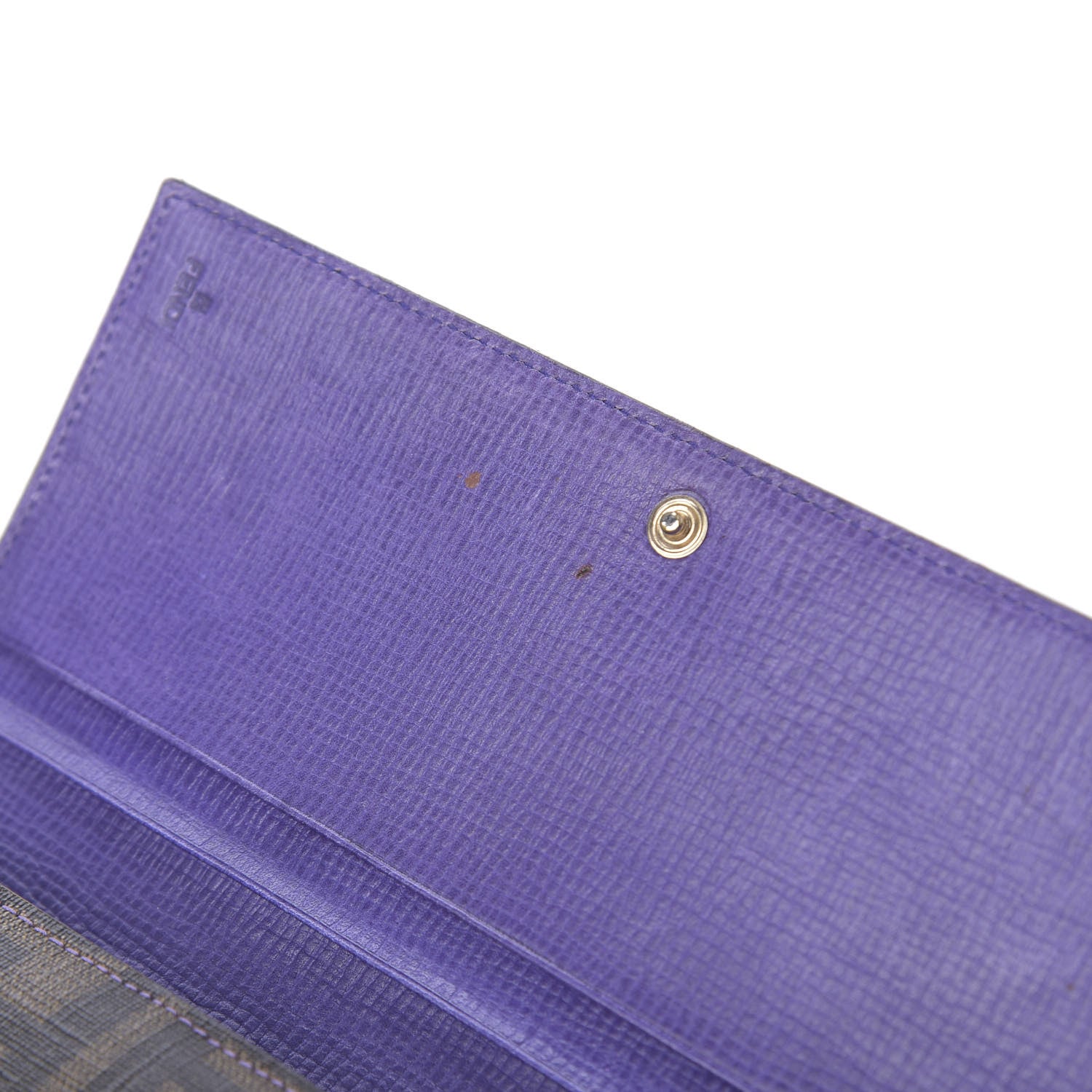 Fendi Zucca Spalmati Vitello Elite Continental Wallet Tobacco Viola 8 of 13