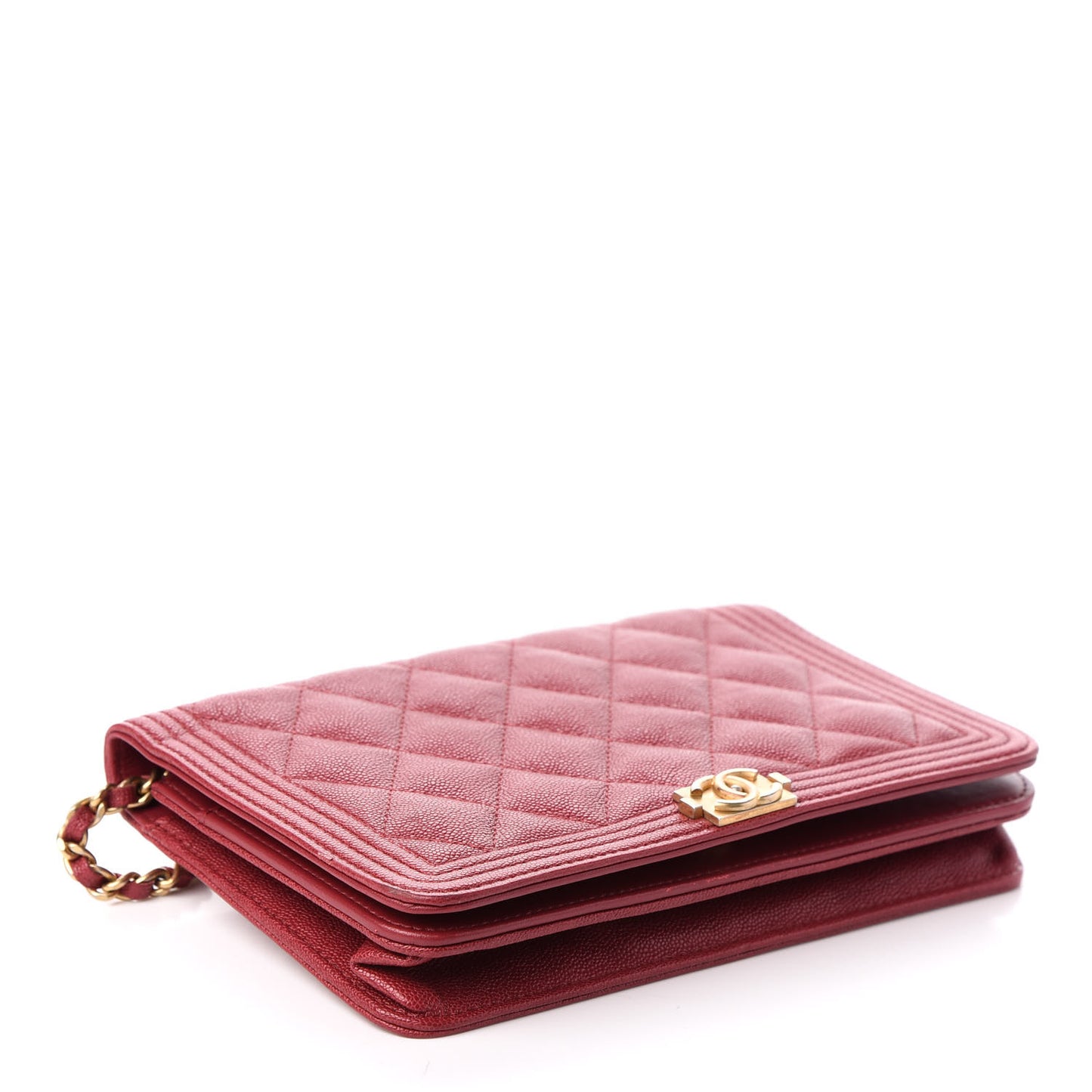 Caviar Quilted Boy Wallet On Chain WOC Red