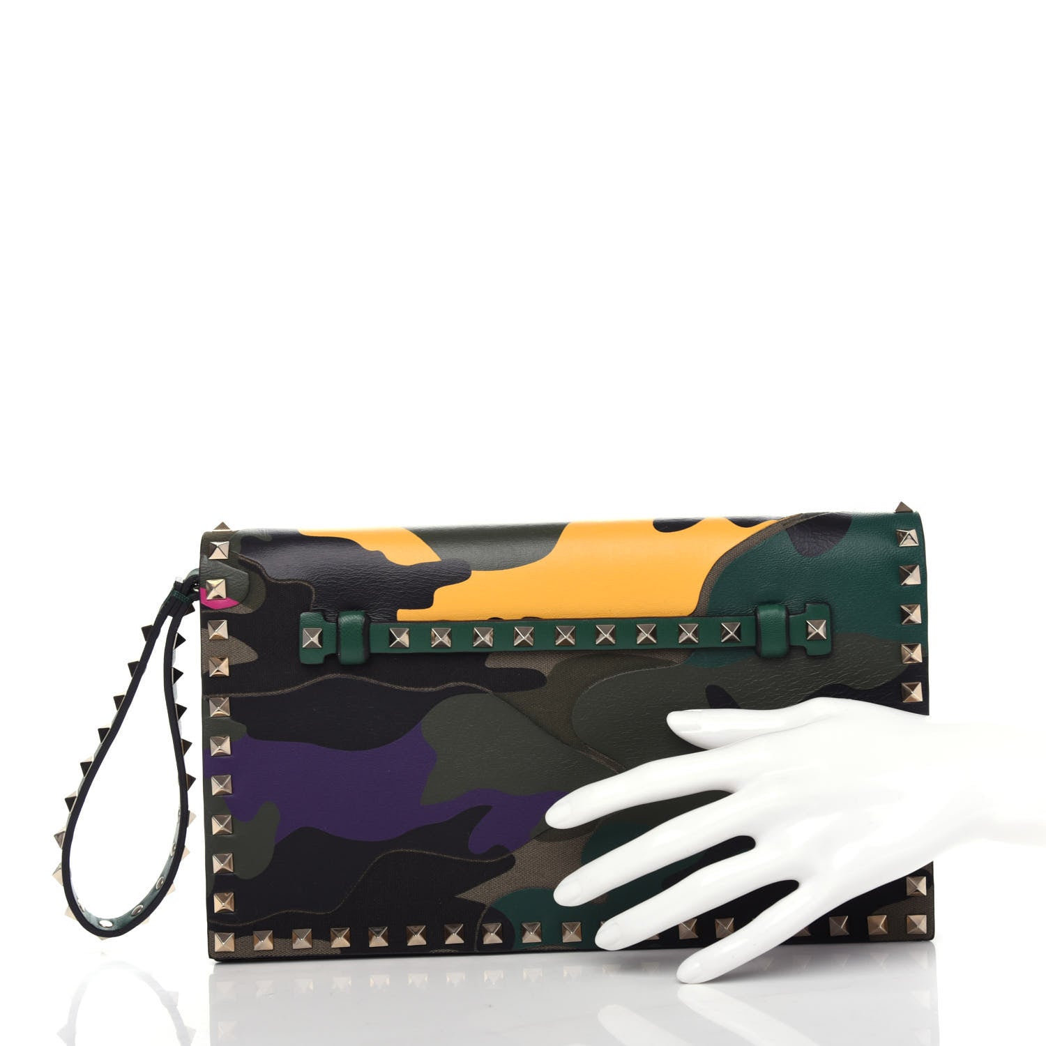Valentino Garavani Nappa Canvas Camouflage Rockstud Wristlet Clutch Multicolor 2 of 6