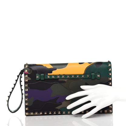 Valentino Garavani Nappa Canvas Camouflage Rockstud Wristlet Clutch Multicolor 2 of 6