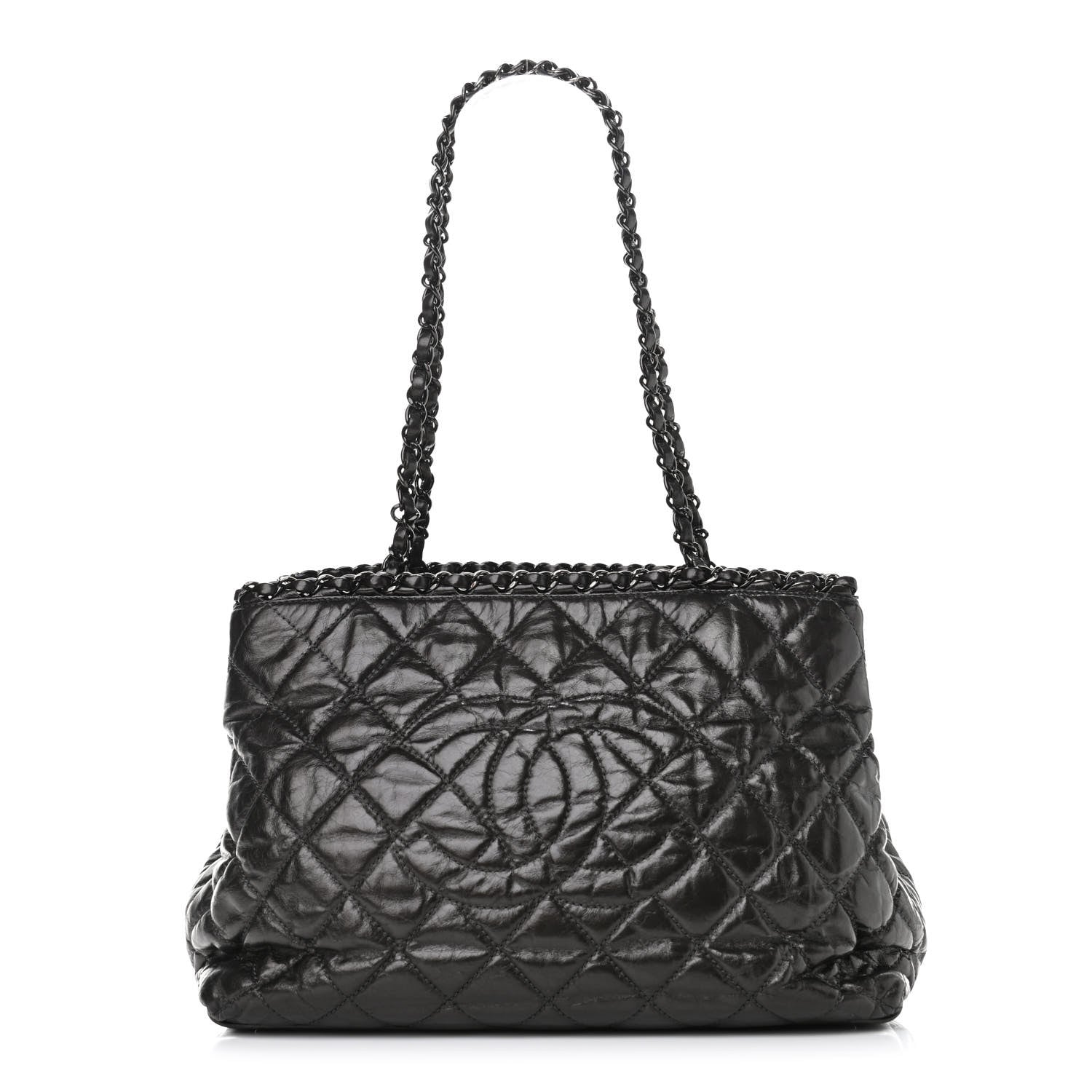Chanel Calfskin Quilted Small Chain Me Tote Dark Grey 1 of 9