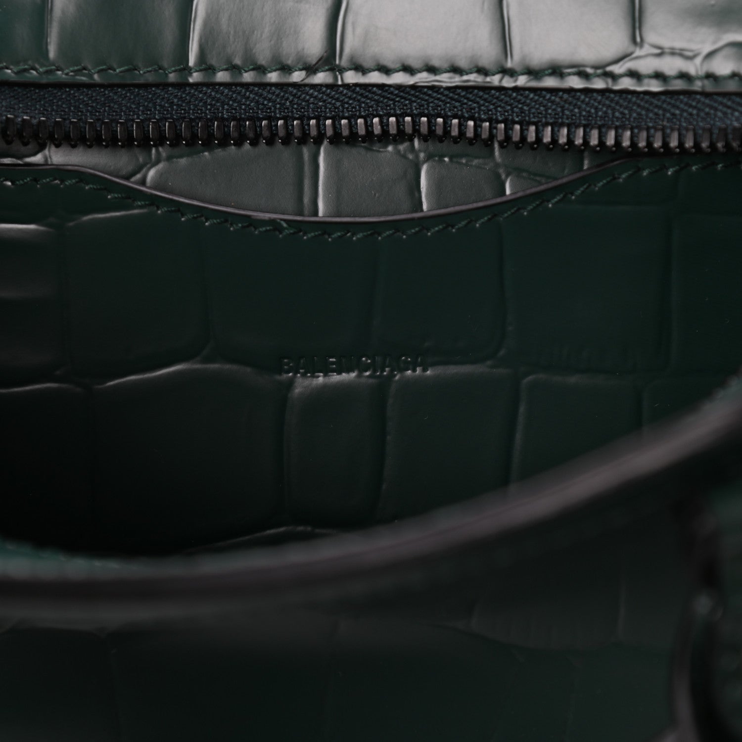 Balenciaga Semi Shiny Calfskin Crocodile Embossed Neo Classic Black Hardware Mini City Forest Green 6 of 9