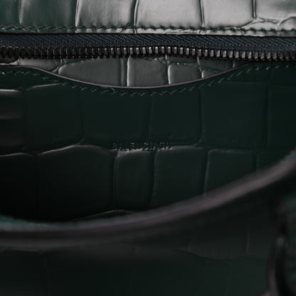 Balenciaga Semi Shiny Calfskin Crocodile Embossed Neo Classic Black Hardware Mini City Forest Green 6 of 9