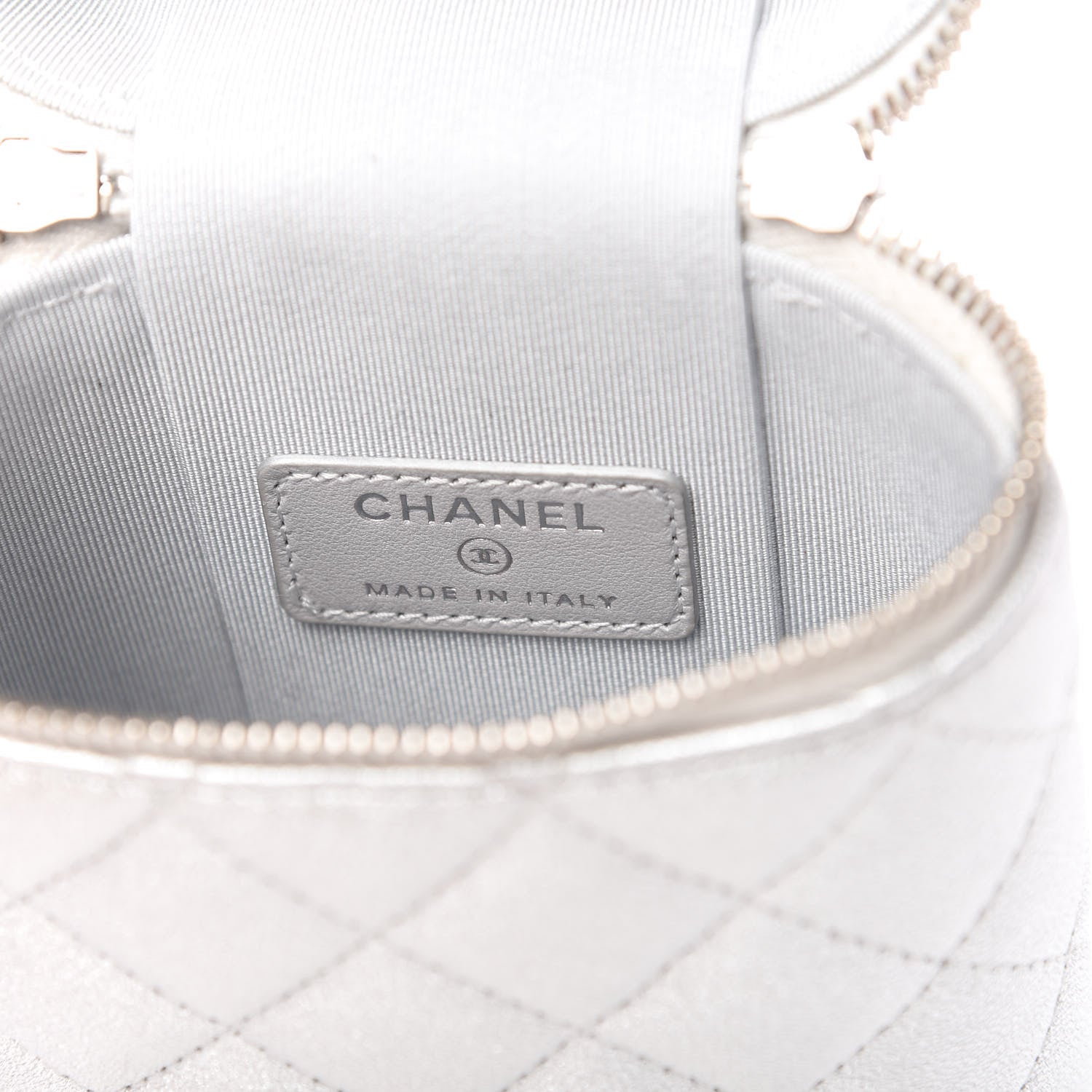 Chanel Metallic Lambskin Quilted Phone Holder With Chain Silver 8 of 10