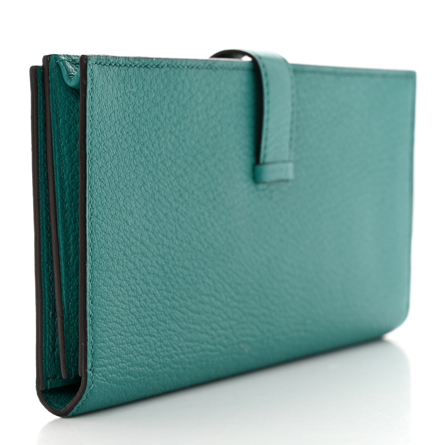 Hermes Chèvre Mysore Bearn Gusset Wallet Bleu Paon 3 of 10
