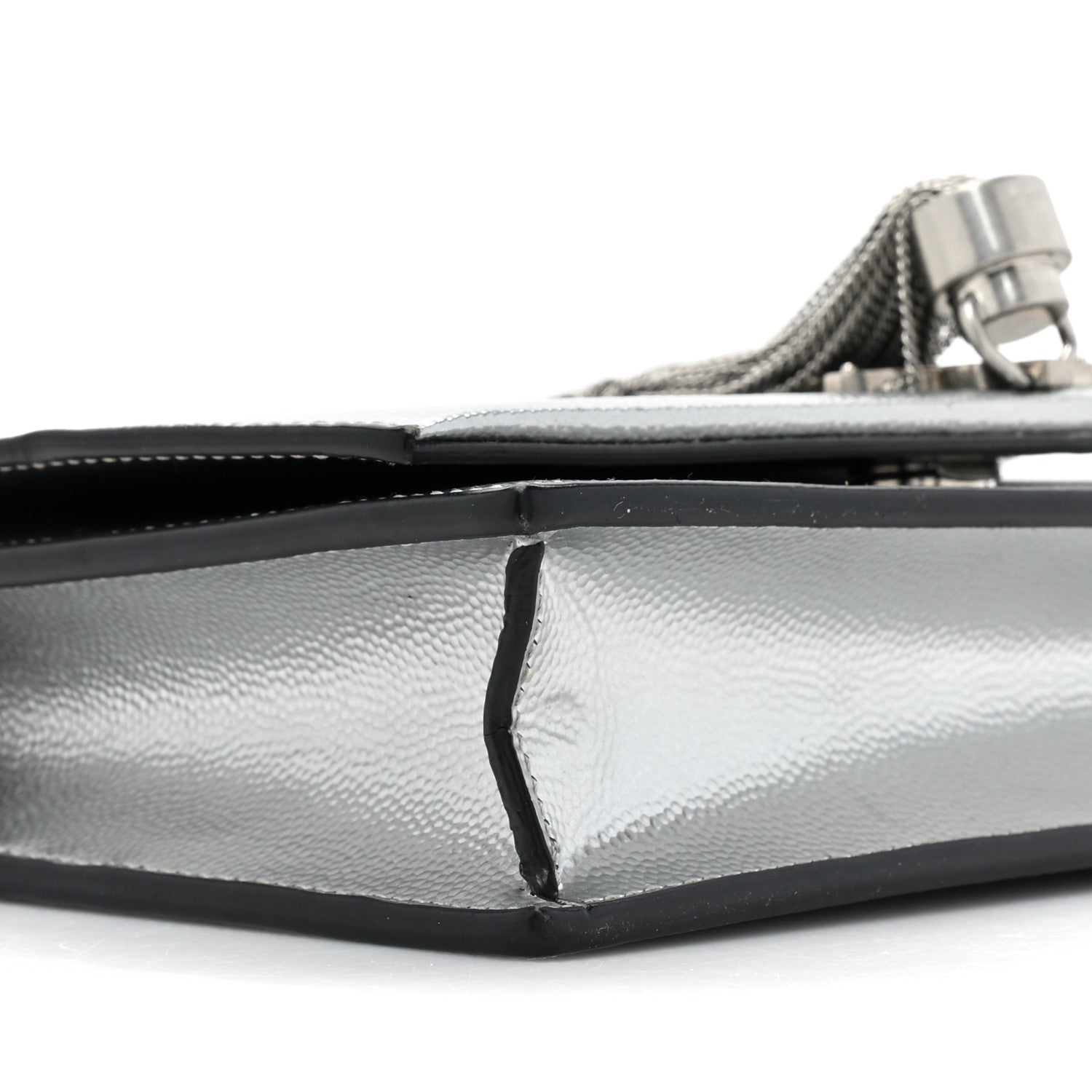 Saint Laurent Grain De Poudre Clasic Kate Monogram Tassel Chain Wallet Argento 10 of 19