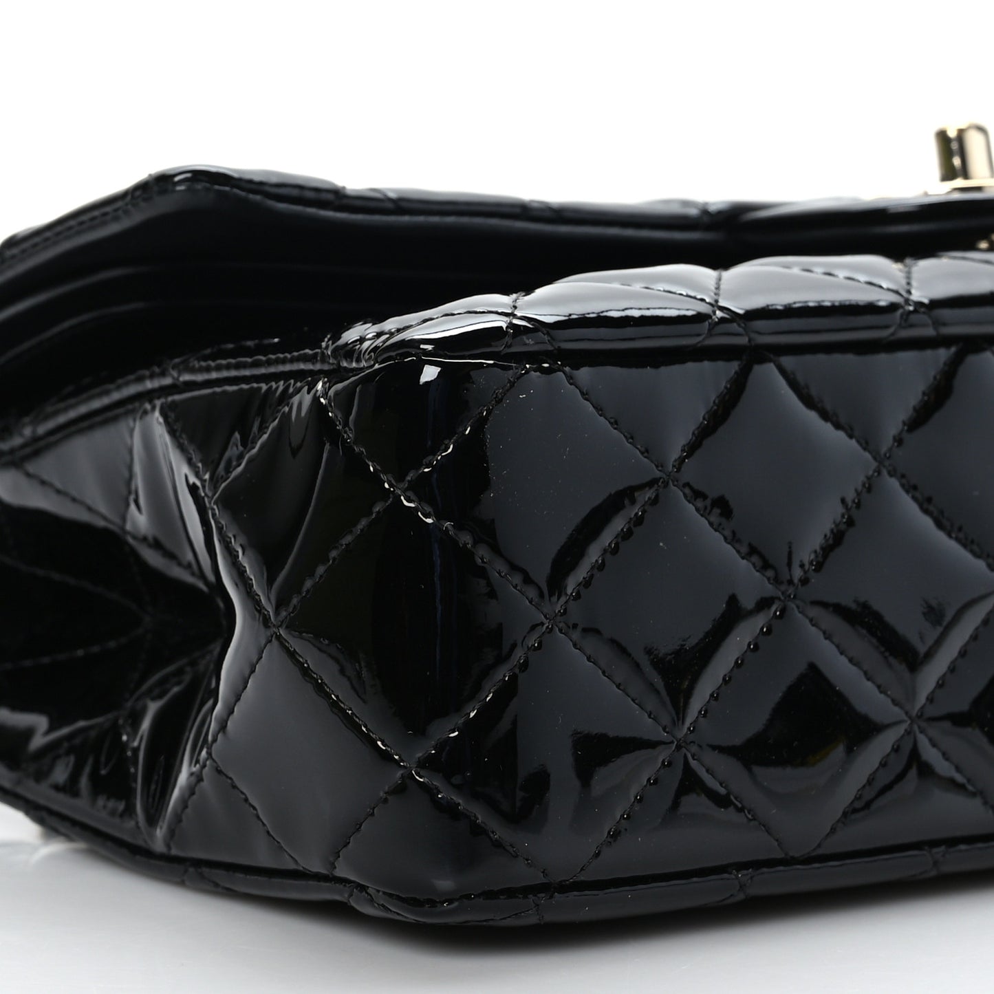 Patent Quilted Medium Double Flap Black