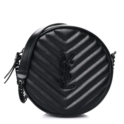 Saint Laurent Calfskin Matelasse Chevron Round Vinyle Camera Bag Black 1 of 12