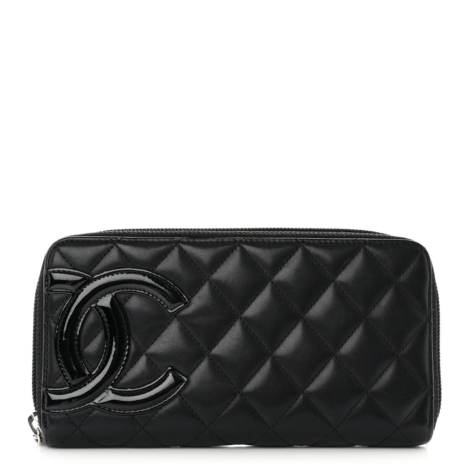 Chanel Calfskin Quilted Cambon Large Gusset Zip Around Wallet Black 1 of 12