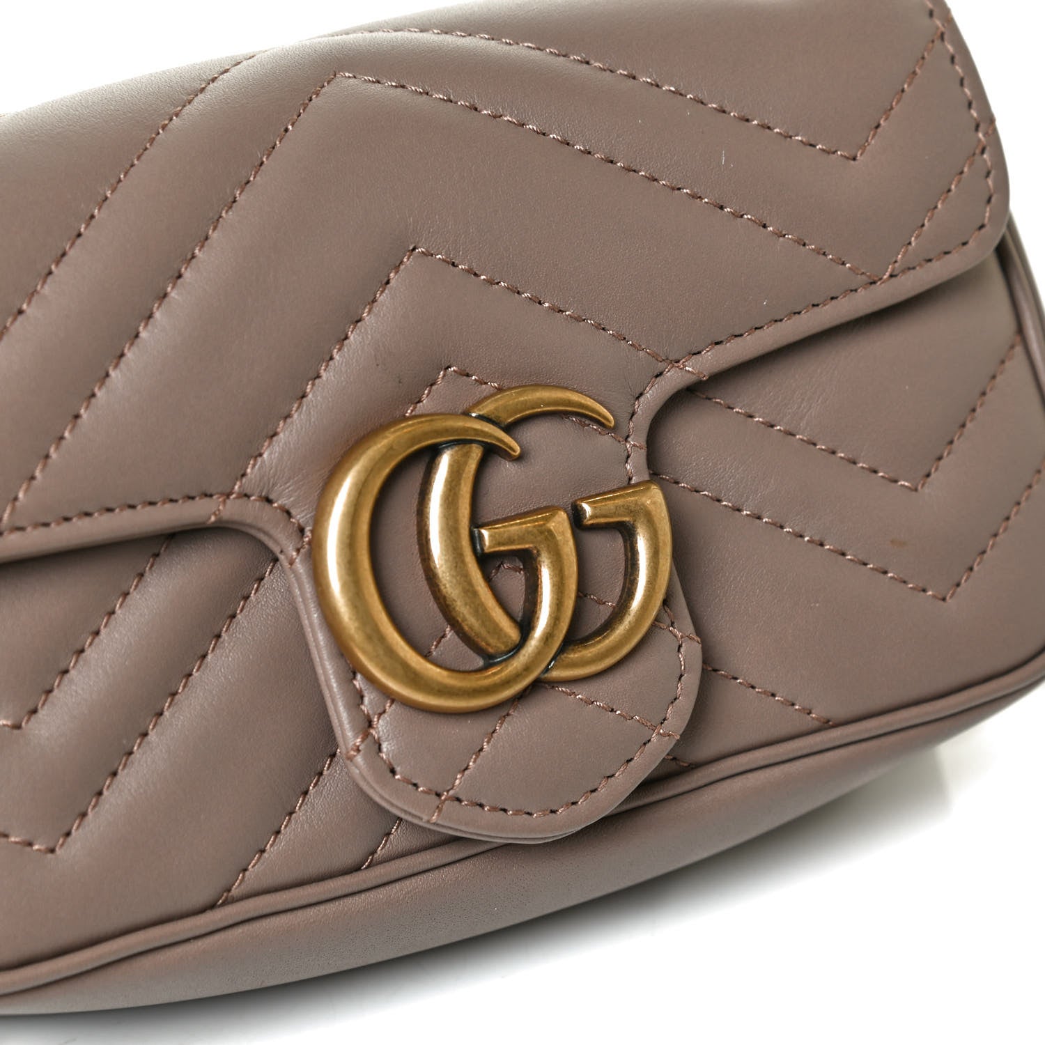 Gucci Calfskin Matelasse Super Mini GG Marmont Shoulder Bag Porcelain Rose 10 of 11