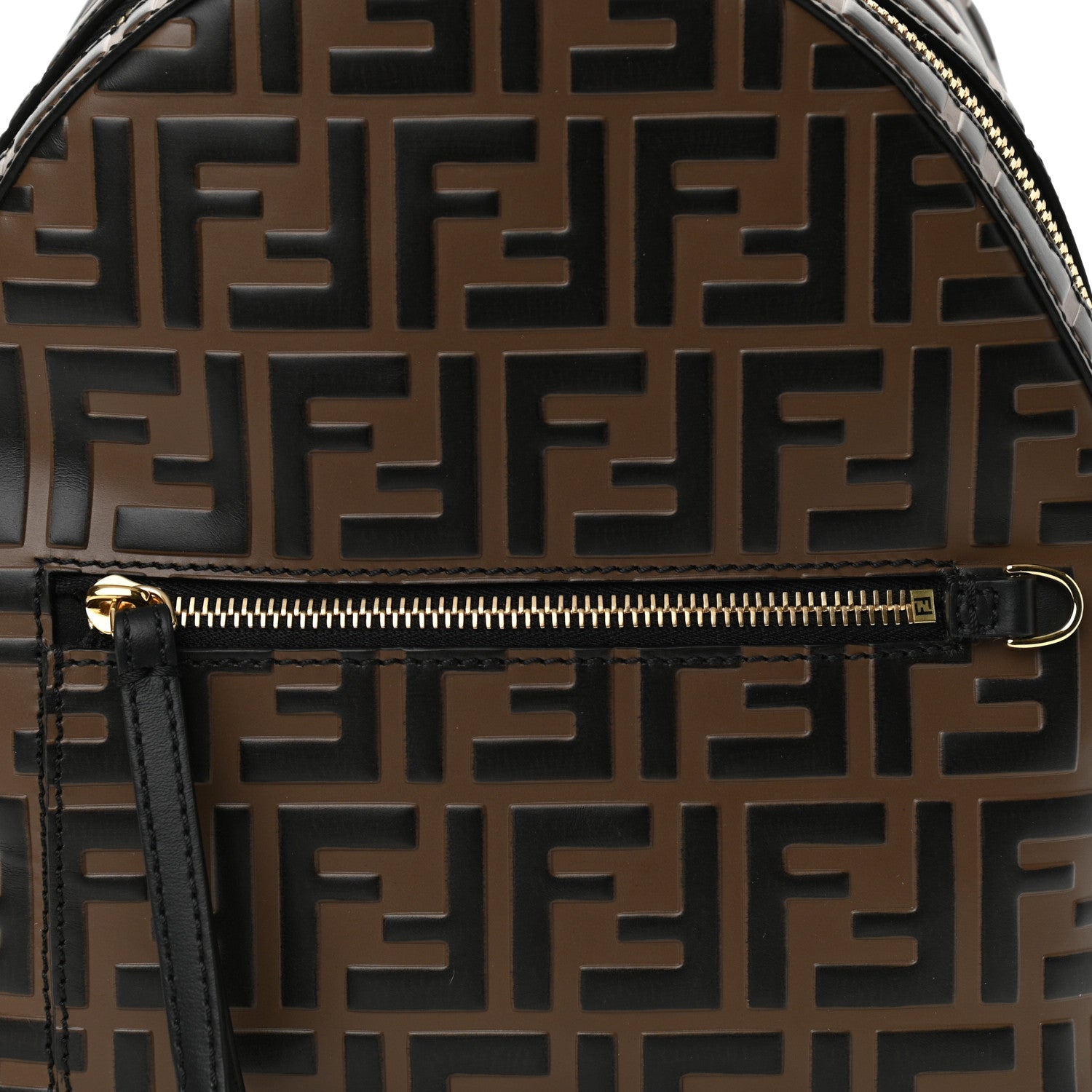 Fendi Vitello Bi-Color FF 1974 Embossed Mini Backpack Maya Black 8 of 10