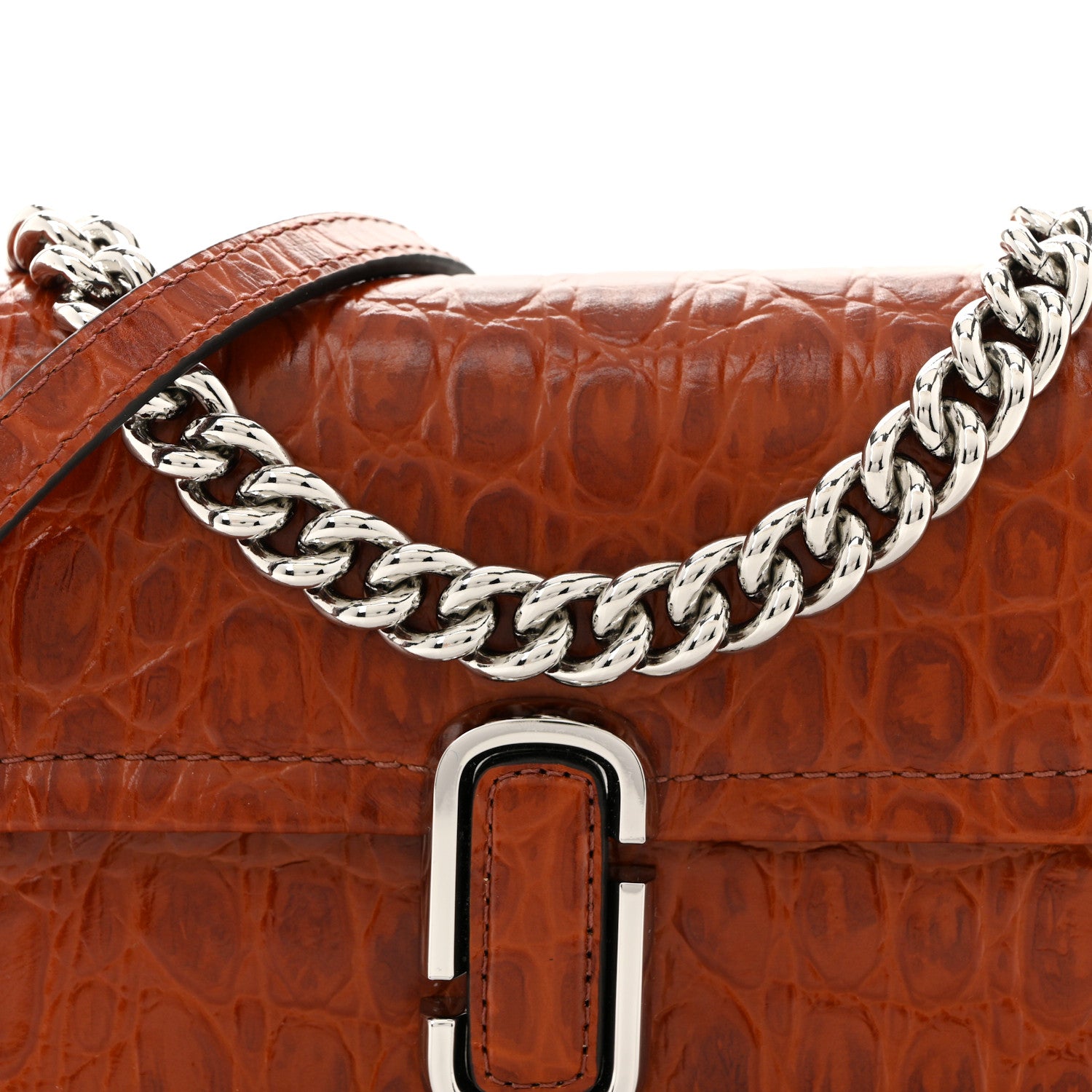 Marc Jacobs Calfskin Crocodile Embossed Mini The J Marc Shoulder Bag Spice Brown 7 of 10