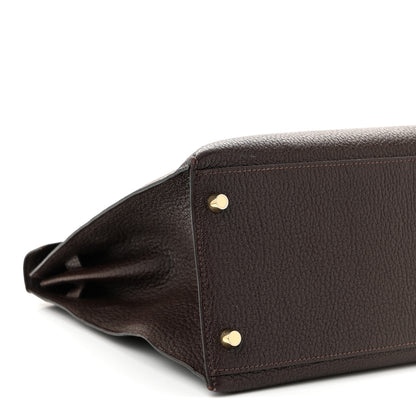 Hermes Chevre de Coromandel Kelly Sellier 35 Chocolate 9 of 12