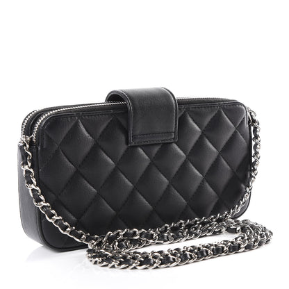 Chanel Lambskin Quilted CC Box Clutch With Chain Black 2 of 15