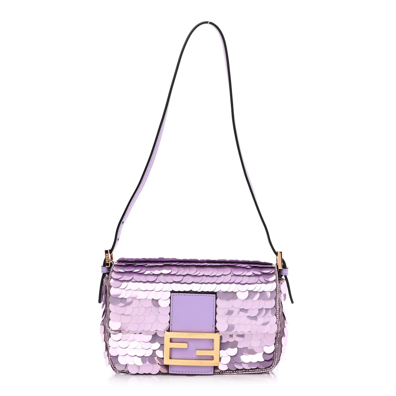 Fendi Satin Sequin Paillettes Shiny Nappa Mini Baguette 1997 Lilla 1 of 12