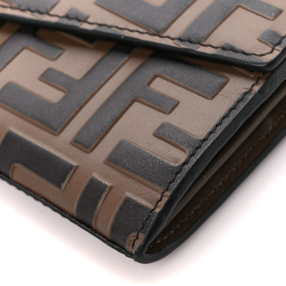 Fendi Vitello Soft F is Fendi Bi-Color FF 1974 Embossed Continental Envelope Wallet Maya Black 13 of 13