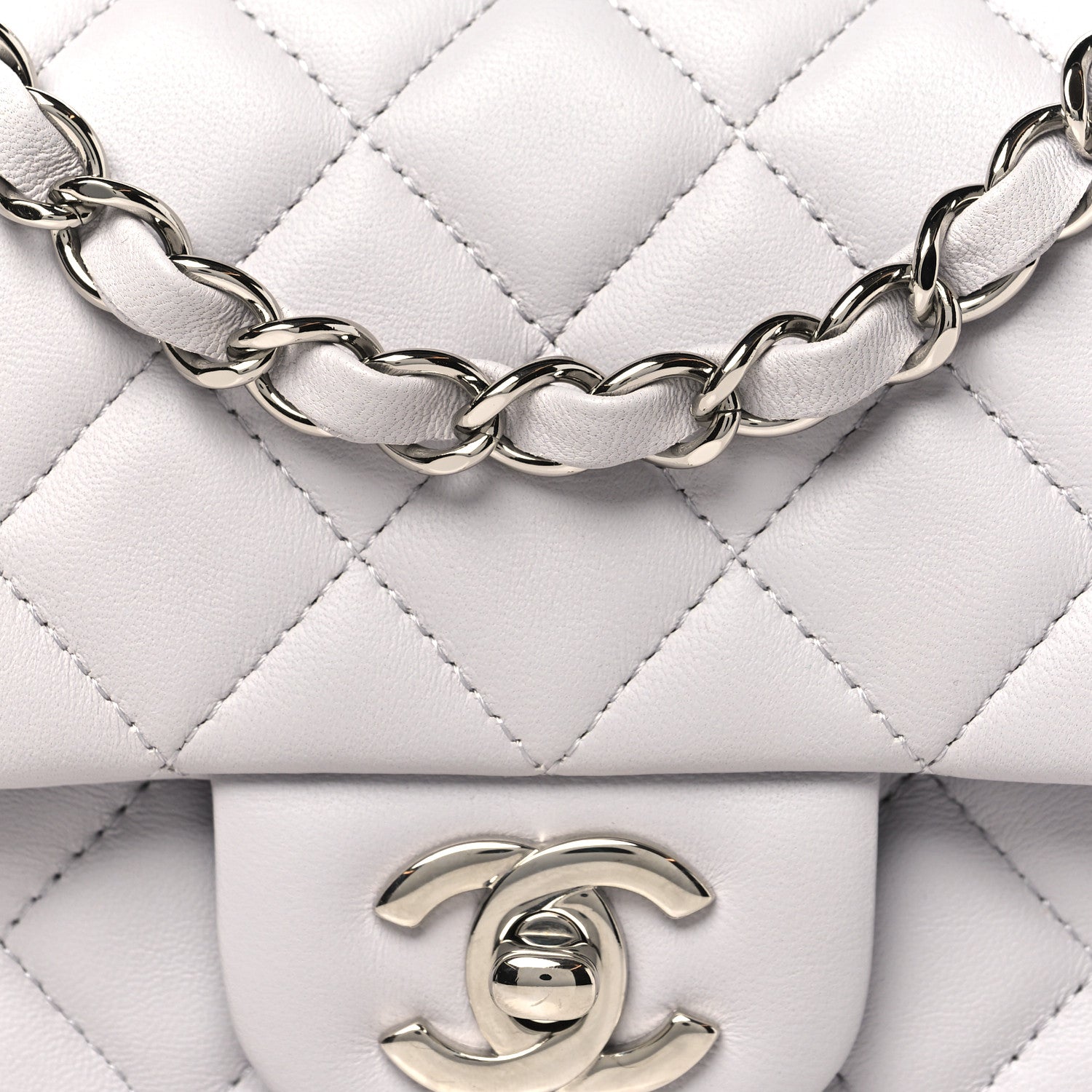Chanel Lambskin Quilted Mini Rectangular Flap Grey 8 of 11