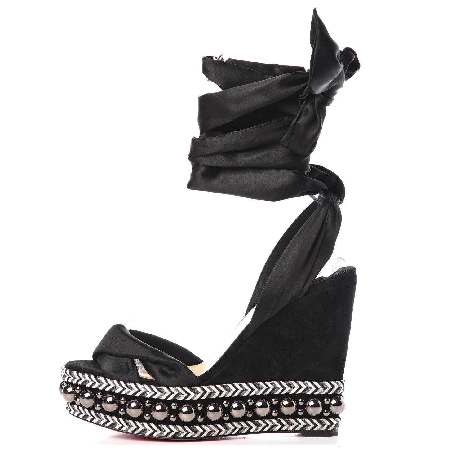 Christian Louboutin Suede Satin Levantine 120 Wedges 39 Black 1 of 10