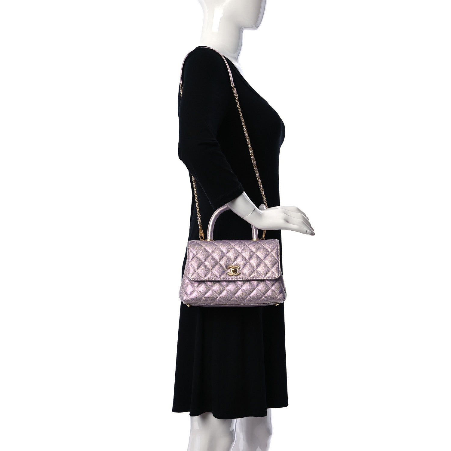 Chanel Iridescent Caviar Quilted Mini Coco Handle Flap Light Pink 2 of 10