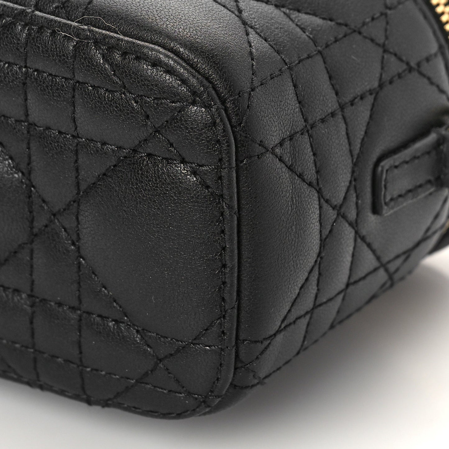 Lambskin Cannage Micro Lady Dior Vanity Case Black