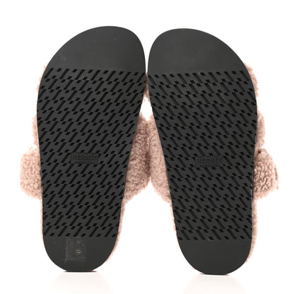 Hermes Woolskin Womens Chypre Sandals 35.5 Bois De Santal 5 of 7