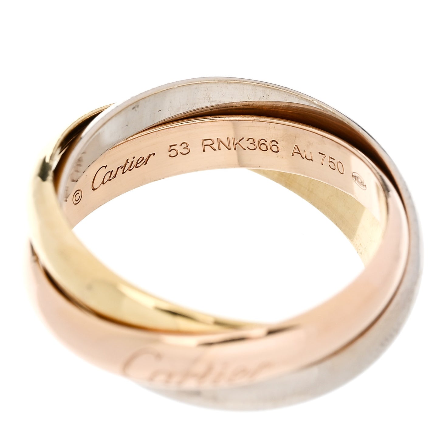 18K Pink Yellow White Gold Classic Trinity Ring 53 6.25