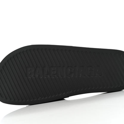 Balenciaga Rubber Paris Logo Womens Slide Sandals 37 Black 7 of 9