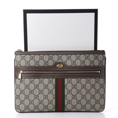 Gucci GG Supreme Monogram Large Ophidia Pouch Clutch Brown 10 of 10