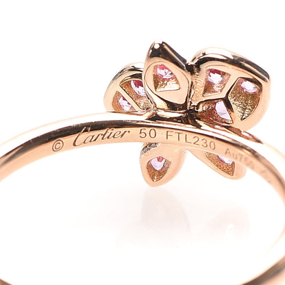 Cartier 18K Pink Gold Diamond Pink Sapphire Caresse D'Orchidees Par Ring 50 5.25 6 of 7