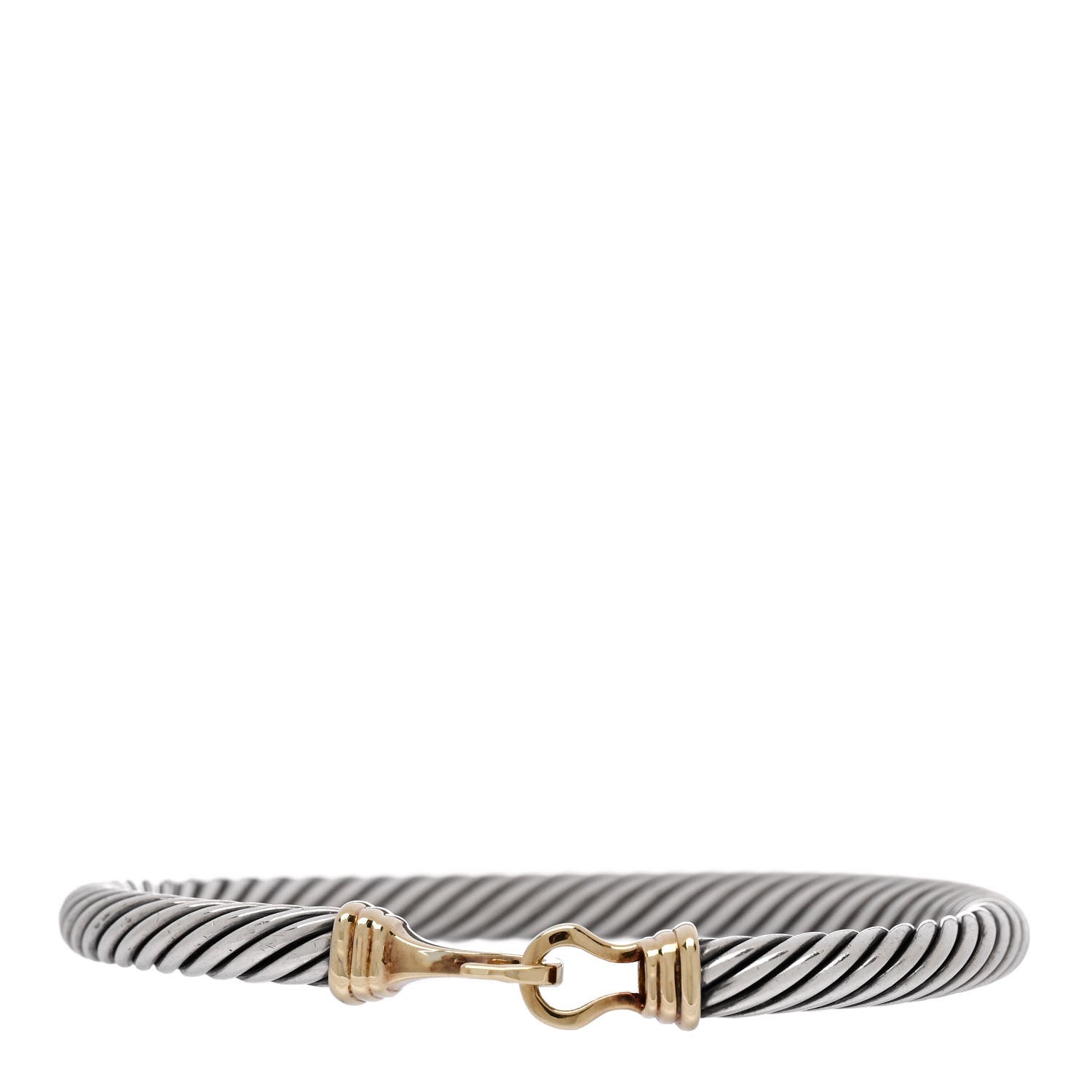 David Yurman Sterling Silver 14K Yellow Gold 5mm Cable Classic Buckle Bracelet 1 of 4