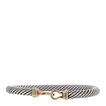 David Yurman Sterling Silver 14K Yellow Gold 5mm Cable Classic Buckle Bracelet 1 of 4