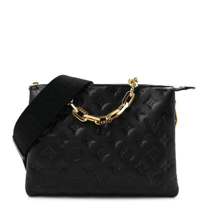 Louis Vuitton Lambskin Embossed Monogram Coussin PM Black 1 of 19