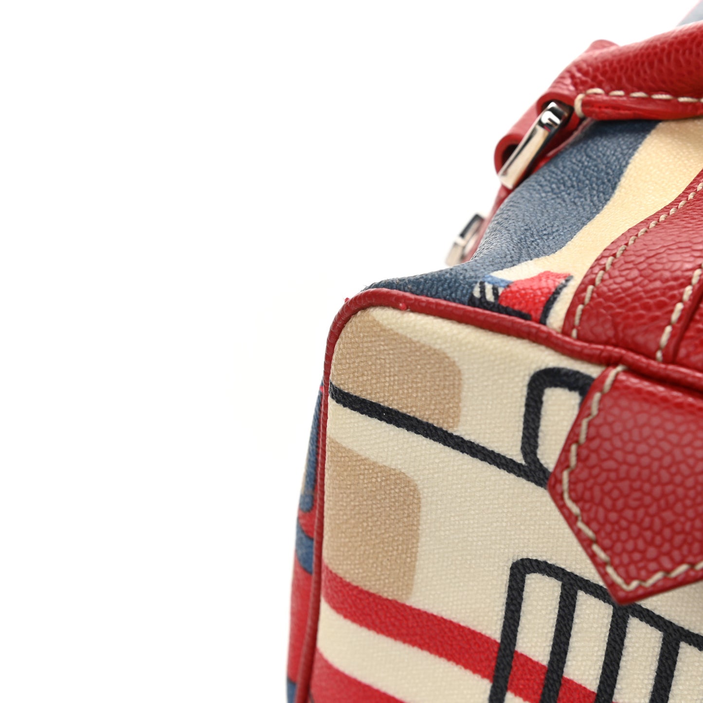 Coated Canvas Le Train Boston Bag Red