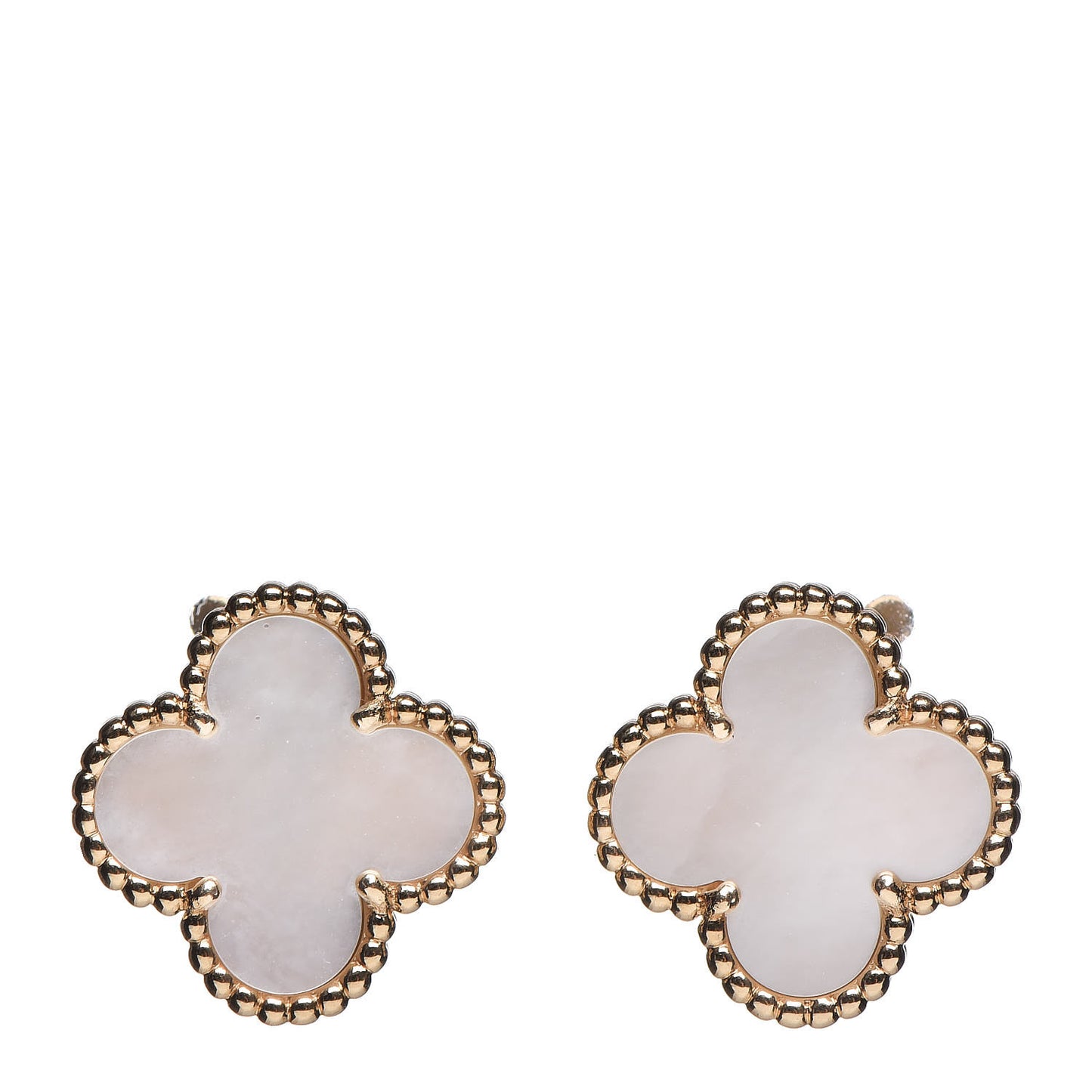 18K Yellow Gold Mother of Pearl Vintage Alhambra Earrings