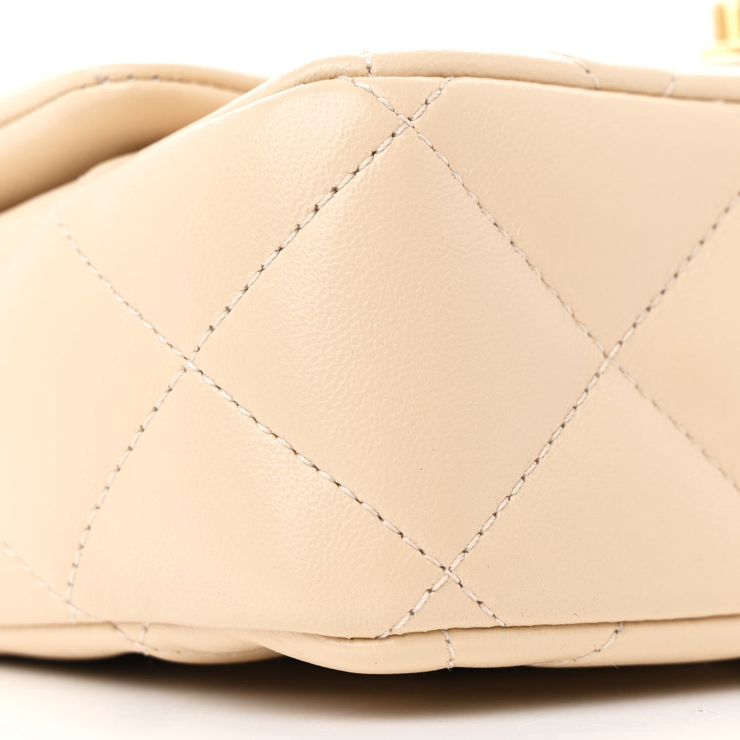 Shiny Lambskin Quilted Mini Sweetheart Flap Light Beige