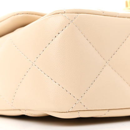 Chanel Shiny Lambskin Quilted Mini Sweetheart Flap Light Beige 9 of 10