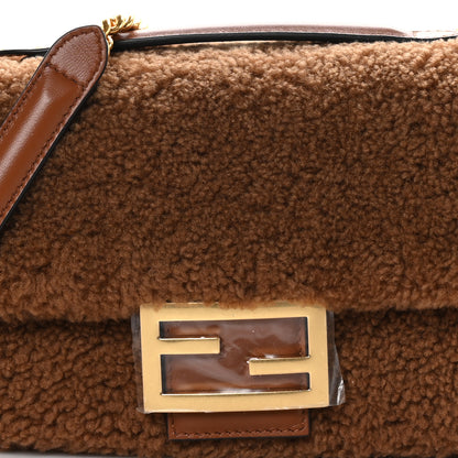 Fendi Shearling Lambskin Midi Chain Baguette Caramello 8 of 10