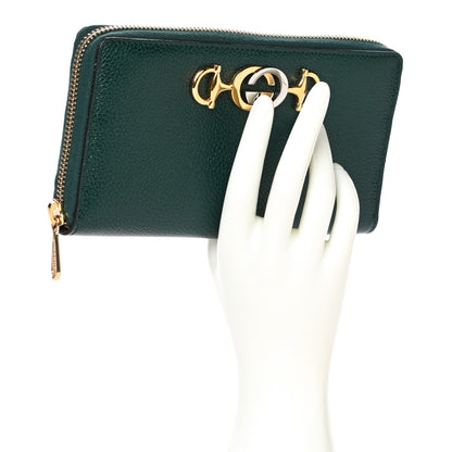 Gucci Grainy Calfskin Zumi Zip Around Wallet Vintage Green 2 of 11