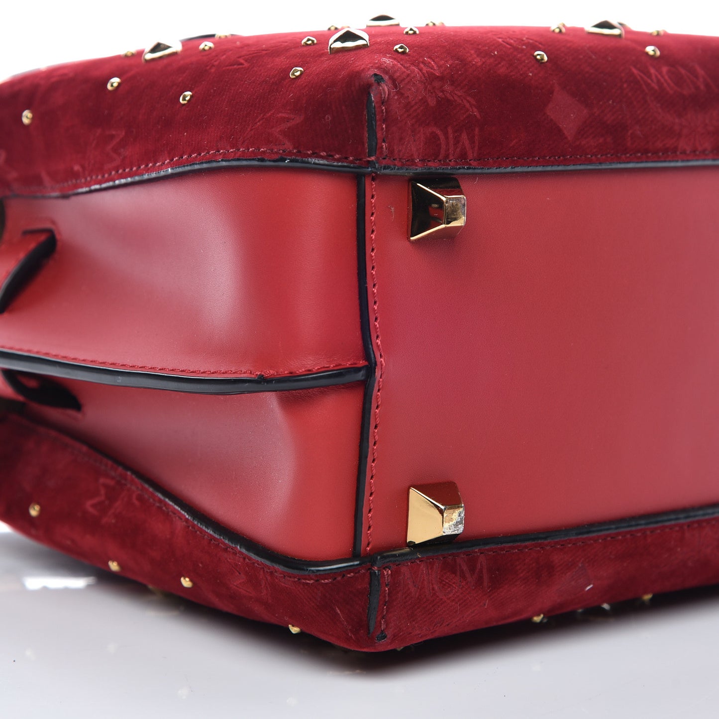 Velvet Studded Mini Insignia Milla Tote Ruby Red