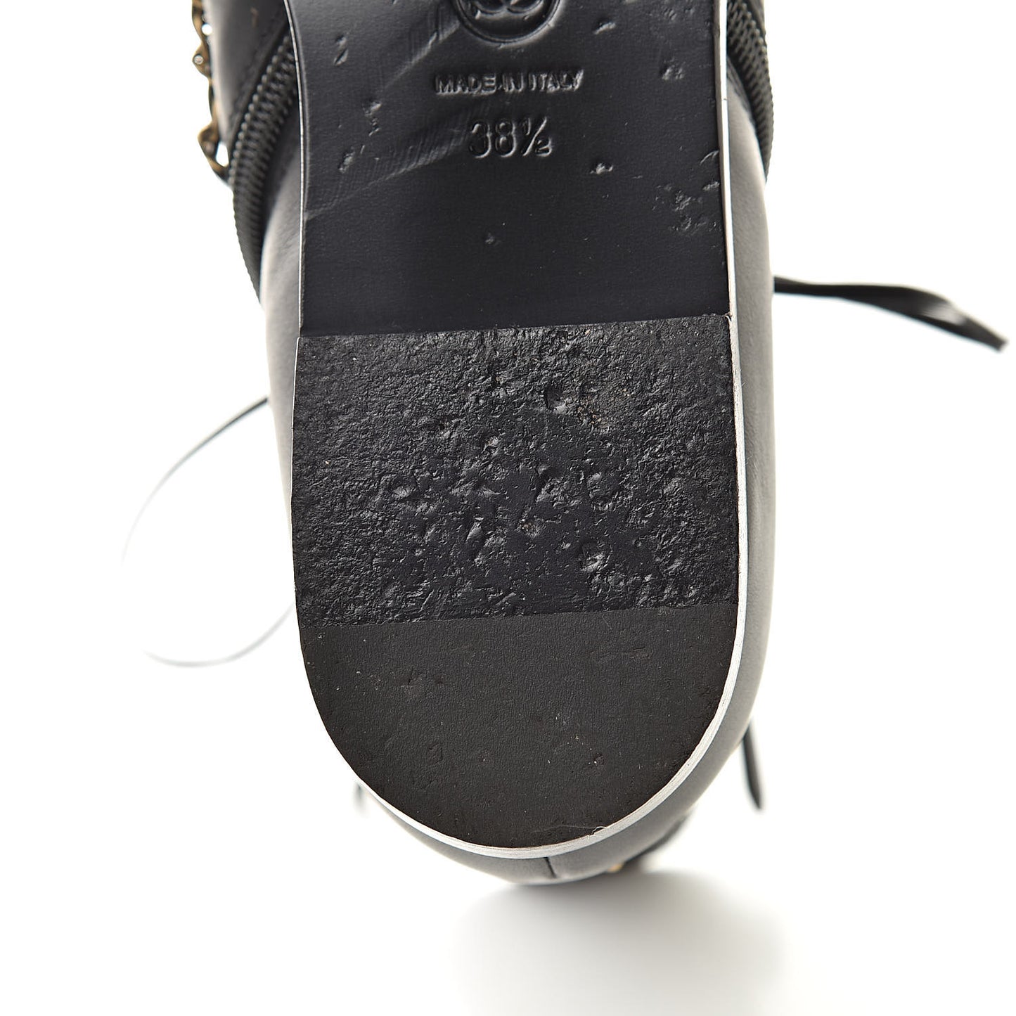 Calfskin Chain Lace Up Boots 38.5 Black